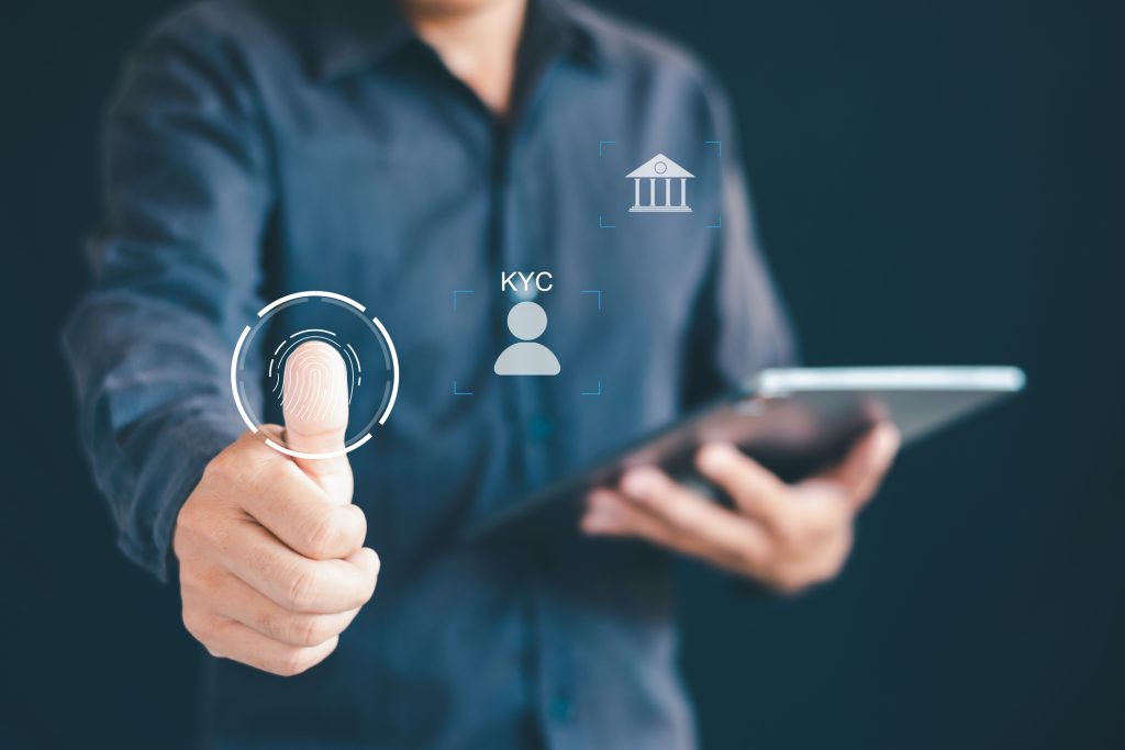 Image of a man and a digital thumbrint